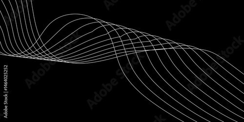 Abstract Black background with a glowing abstract waves. Abstract wave element for design. Digital frequency track equalizer, Futuristic background design. Long exposure, Light painting photography.