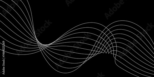 Abstract Black background with a glowing abstract waves. Abstract wave element for design. Digital frequency track equalizer, Futuristic background design. Long exposure, Light painting photography.