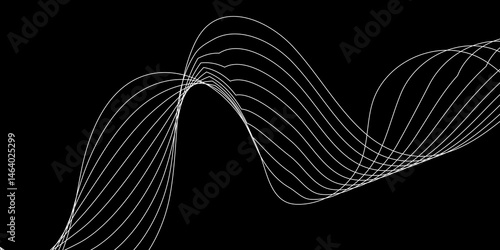 Abstract Black background with a glowing abstract waves. Abstract wave element for design. Digital frequency track equalizer, Futuristic background design. Long exposure, Light painting photography.