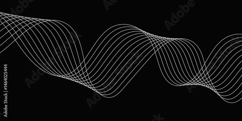 Abstract Black background with a glowing abstract waves. Abstract wave element for design. Digital frequency track equalizer, Futuristic background design. Long exposure, Light painting photography.