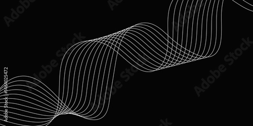 Abstract Black background with a glowing abstract waves. Abstract wave element for design. Digital frequency track equalizer, Futuristic background design. Long exposure, Light painting photography.