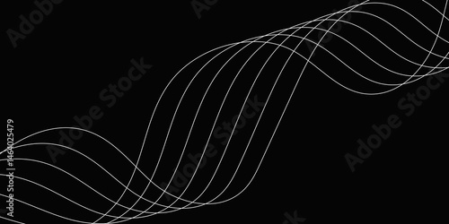 Abstract Black background with a glowing abstract waves. Abstract wave element for design. Digital frequency track equalizer, Futuristic background design. Long exposure, Light painting photography.
