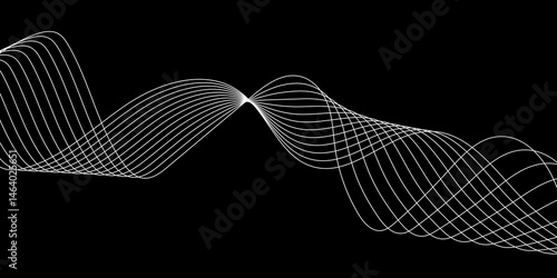 Abstract Black background with a glowing abstract waves. Abstract wave element for design. Digital frequency track equalizer, Futuristic background design. Long exposure, Light painting photography.
