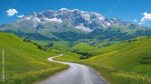 Majestic Mountain Road: A Scenic Drive Through Lush Green Meadows
