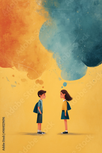 bullying and conflict at school, abstract concept 