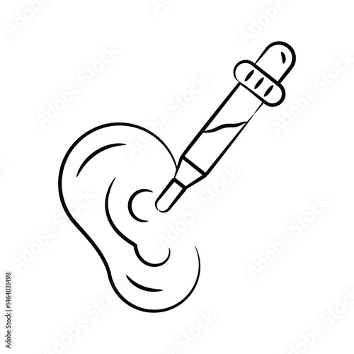Premium hand drawn style icon denoting ear drops pipette