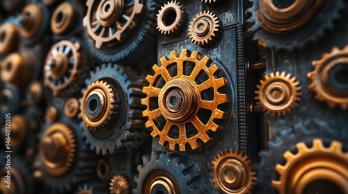 Wallpaper Mural Steampunk Gears and Cogs Close-Up Torontodigital.ca