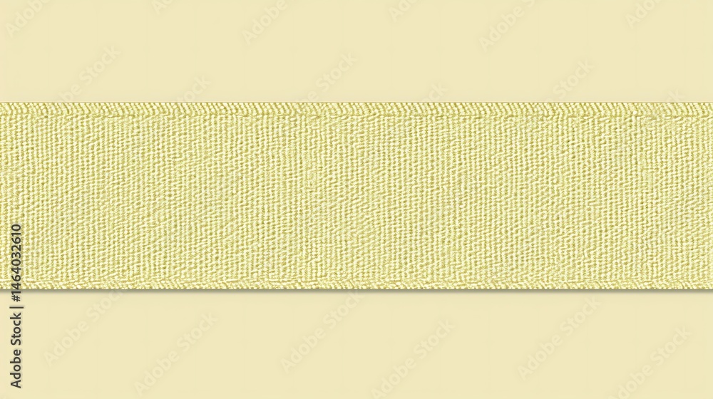 Fototapeta premium Pale yellow textured fabric ribbon strip on a soft background layout