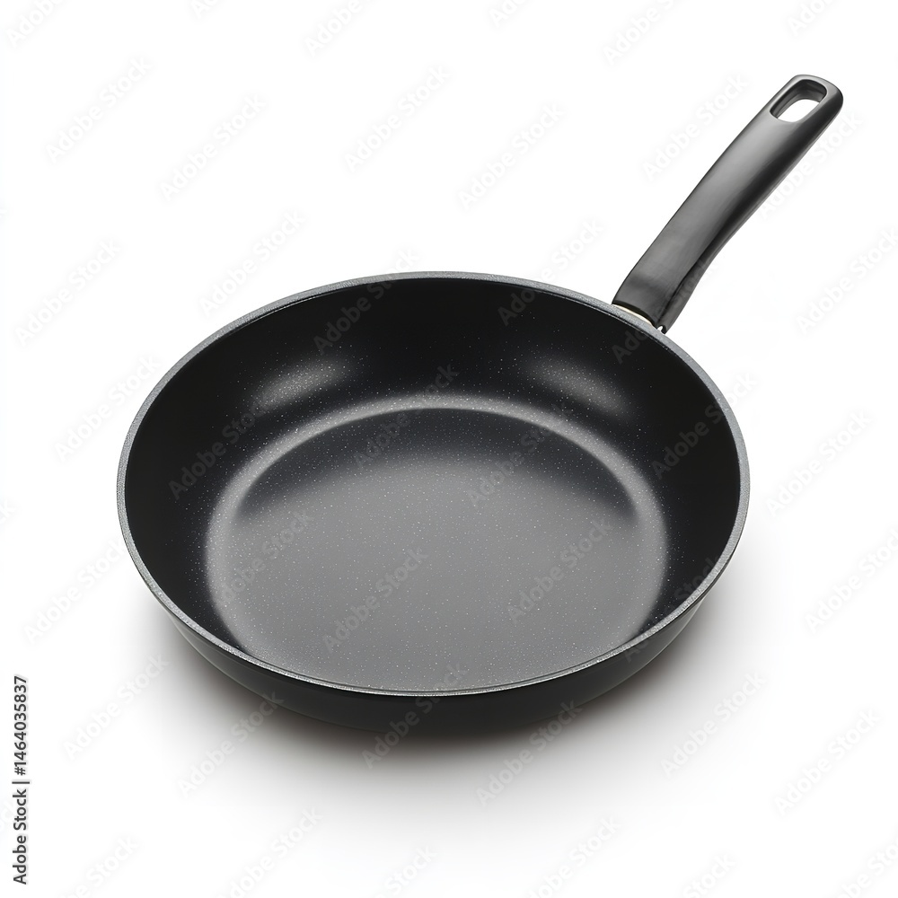 Isolated black frying pan nonstick skillet with handle for cooking kitchenware and food preparation tool 100 Isolated black frying pan nonstick skillet with handle for cooking kitchenware and food preparation tool 100