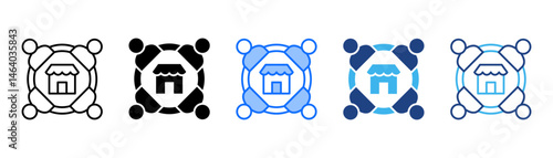 Market Icon Set With Multiple Style Collection 