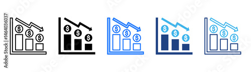 Deflation Icon Set With Multiple Style Collection 