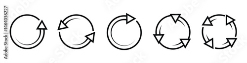 icon set of circle arrows, contains refresh, rotate, reload, repeat and more, recycle symbol. vector illustration