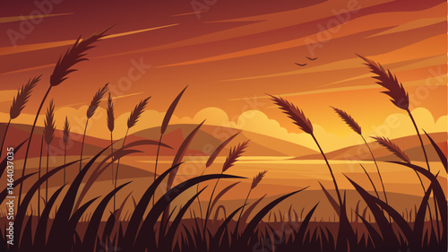 The dance of the swaying grasses in the warm evening light creating a mesmerizing sight.