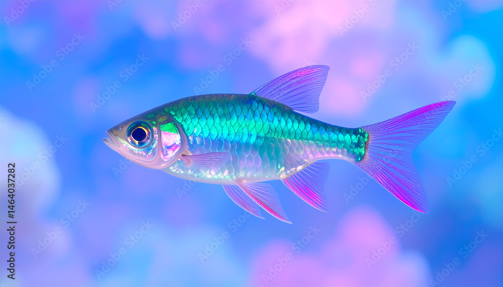 Fototapeta premium Shimmering Fish: Iridescent Beauty Gliding Through Hues of Enchantment.