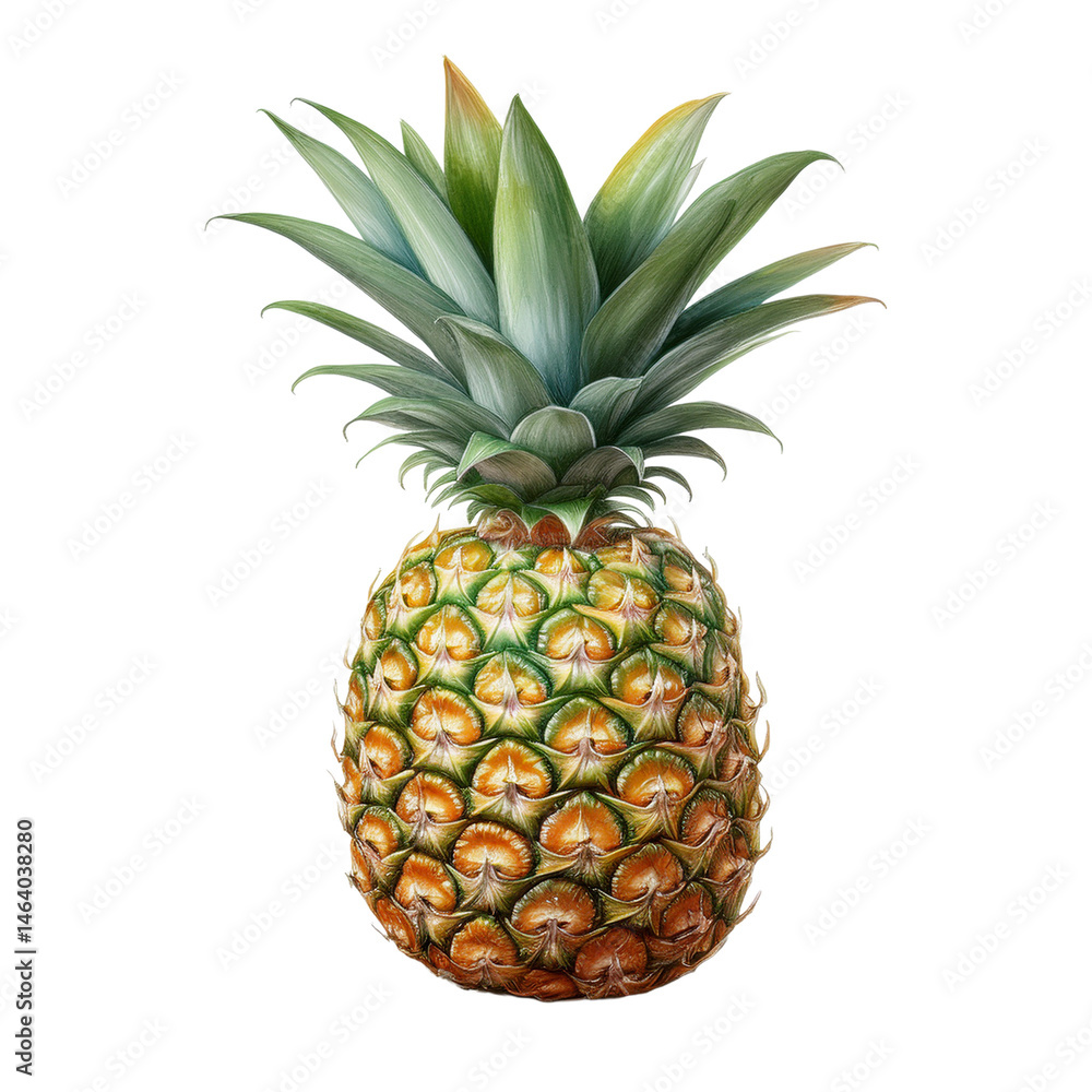 Fototapeta premium Fresh Pineapple Isolated on White Background
