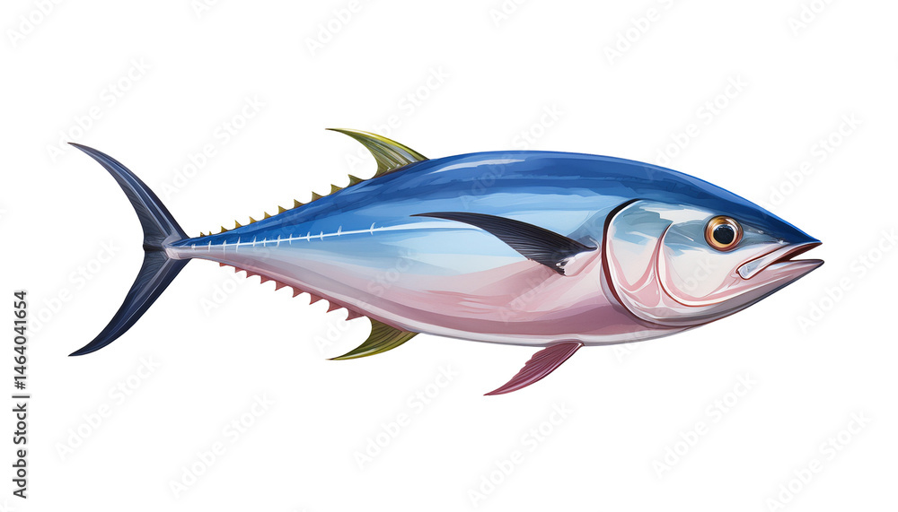 Naklejka premium Bluefin Tuna Swimming in Clear Water