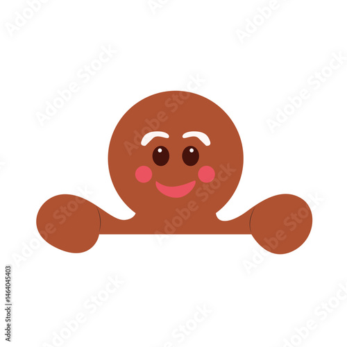 Happy Gingerbread Man Peeking Illustration