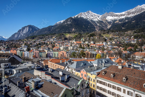 Aerial view of Innsbruck and the alps