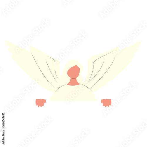 Angel Wings Holding Blank Sign.