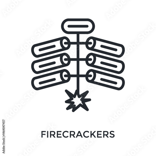 Firecrackers Icon Outline Style. Vector Illustration For Graphic Design