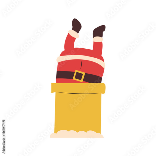 Santa Stuck Chimney Christmas Cartoon