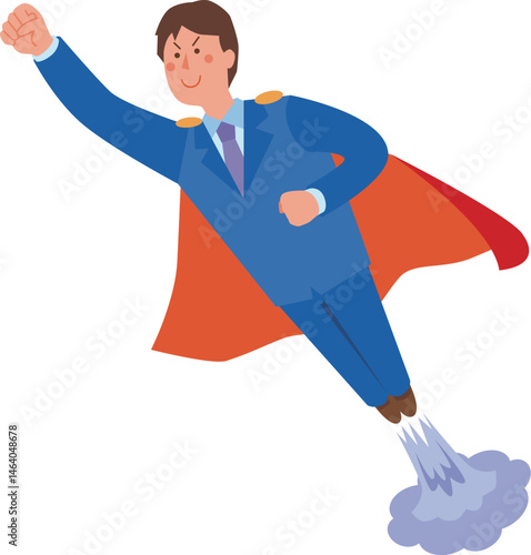 空を飛ぶビジネスマン