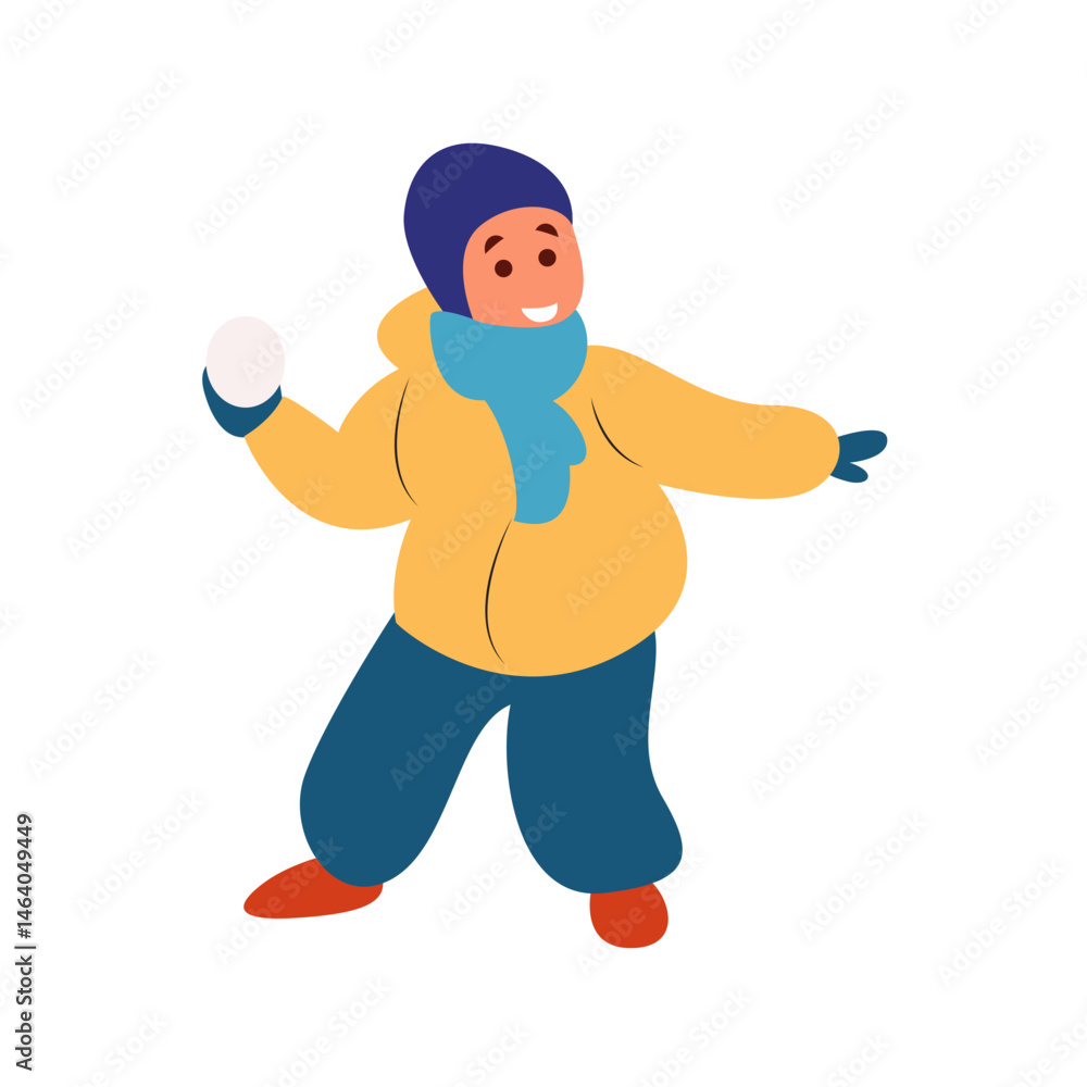 Child Throwing Snowball Winter Fun Play Child Throwing Snowball Winter Fun Play