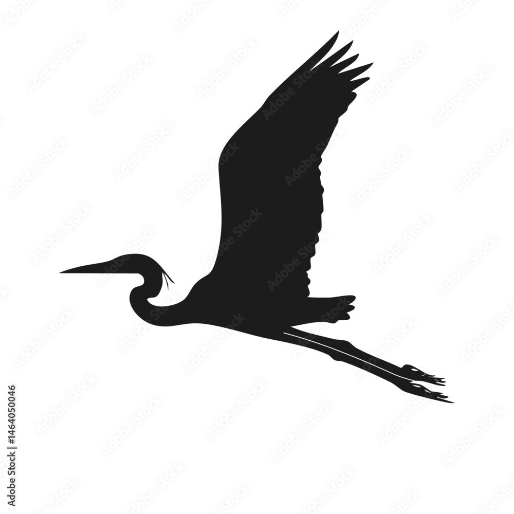 Fototapeta premium Silhouette of a heron flying vector wildlife nature graphic design