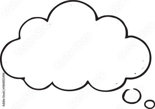 A cloud-shaped thought bubble, perfect for indicating thinking or inner monologue in comics and illustrations