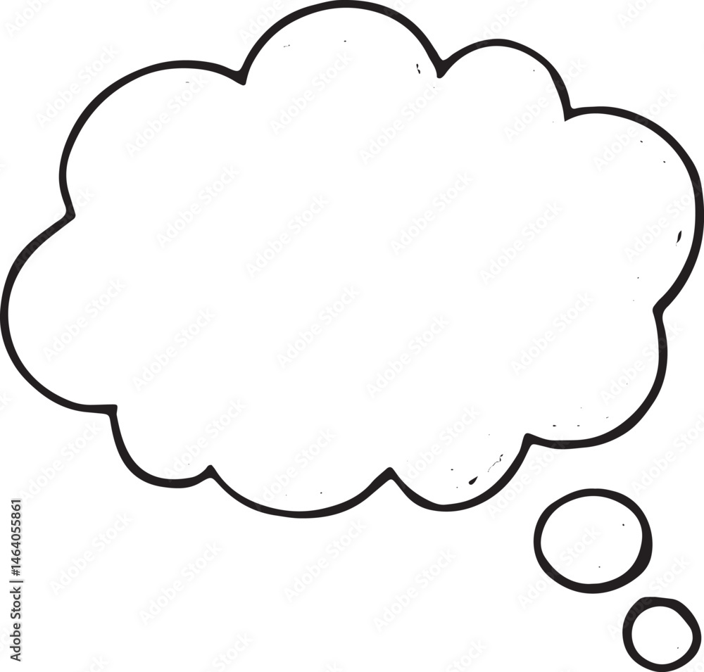 A cloud-shaped thought bubble, perfect for indicating thinking or inner monologue in comics and illustrations A cloud-shaped thought bubble, perfect for indicating thinking or inner monologue in comics and illustrations