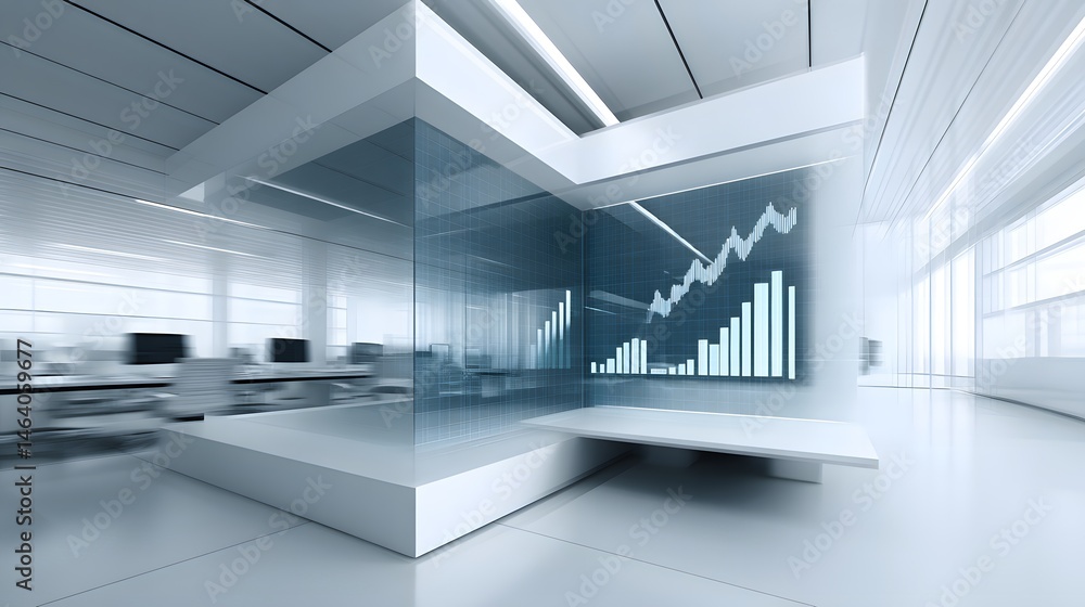 A cyberpunk-inspired office space with neon accents, blurred employees, and floating digital financial data. The image captures the essence of a futuristic corporate finance strategy. A cyberpunk-inspired office space with neon accents, blurred employees, and floating digital financial data. The image captures the essence of a futuristic corporate finance strategy.