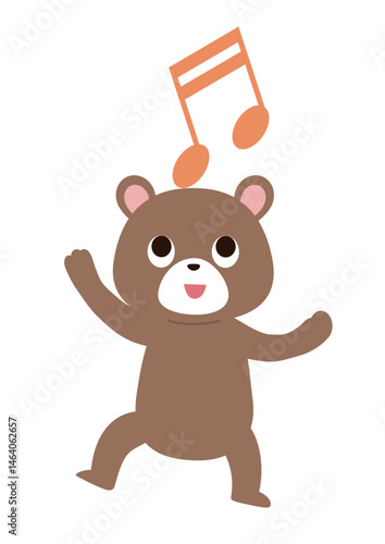 音符を頭の上にのせて遊ぶクマさんのイラスト