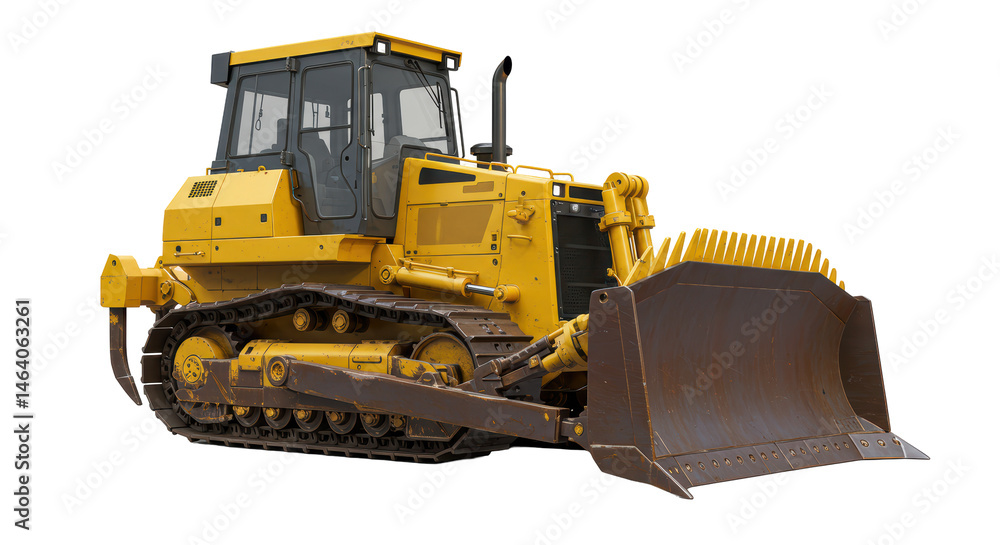 Fototapeta premium Isolated Yellow Bulldozer Construction Vehicle
