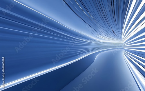 Abstract Blue Light Trails in a Tunnel