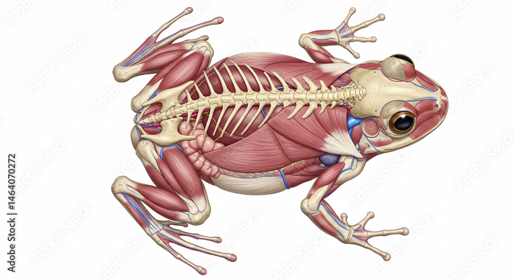 Fototapeta premium Frog Anatomy: Detailed Illustration of Musculoskeletal System
