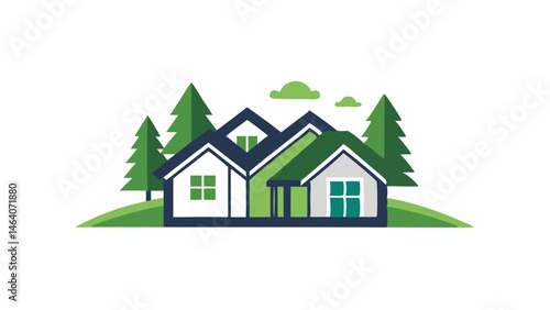 Dream Homes nestled in nature s embrace surrounded by lush green trees and tranquil clouds a