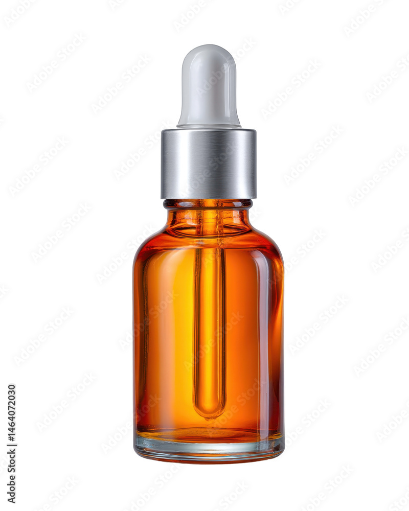 Amber Glass Dropper Bottle Filled with Essential Oil for Skincare Product Mockup isolated on transparent background Amber Glass Dropper Bottle Filled with Essential Oil for Skincare Product Mockup isolated on transparent background