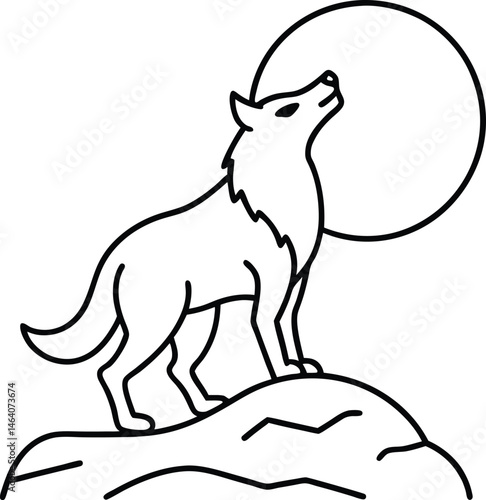 Howling Werewolf Line Art Illustration for Halloween