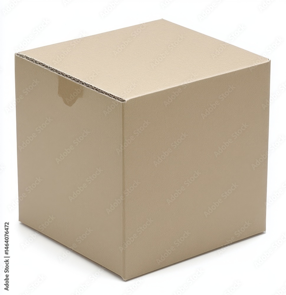 Beige Square Cardboard Box On White Background Beige Square Cardboard Box On White Background
