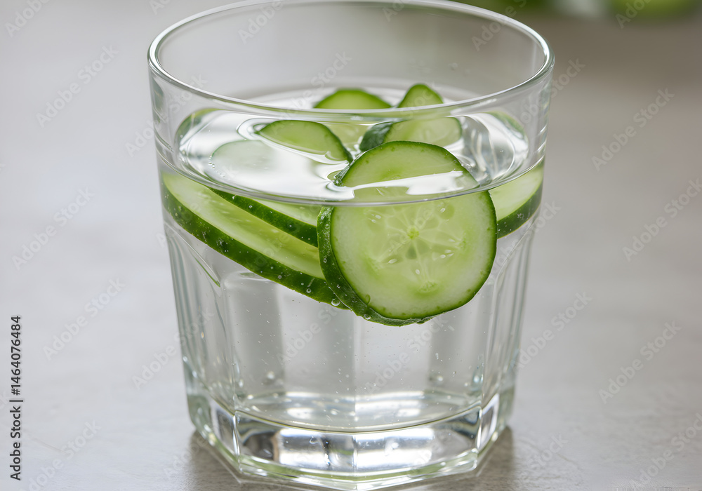 Refreshing Drink Photo Showing Cucumber Slices In A Glass Of Water Closeup View Refreshing Drink Photo Showing Cucumber Slices In A Glass Of Water Closeup View
