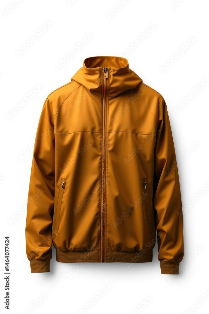 Isolated Mustard Hooded Jacket with Zipper Front Ready for Any Weather Isolated Mustard Hooded Jacket with Zipper Front Ready for Any Weather