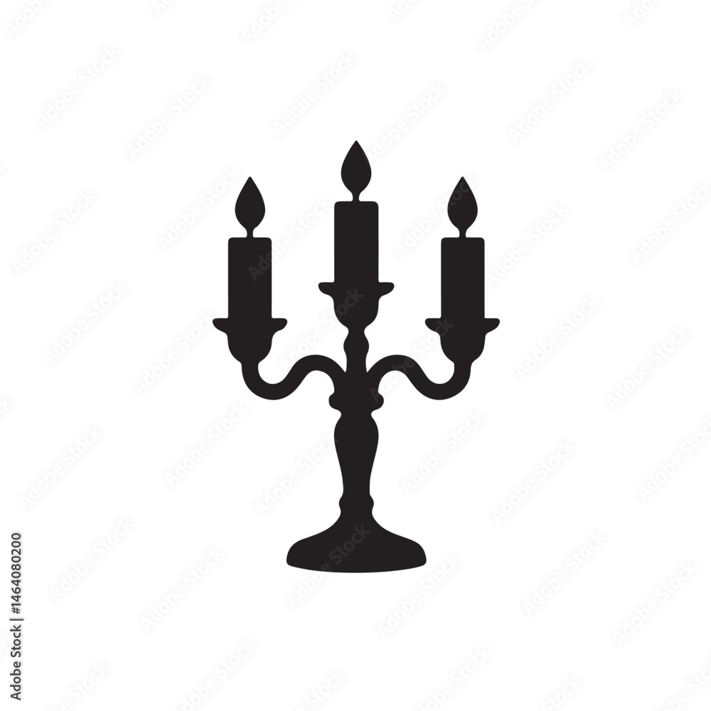 Fototapeta premium Candle Holder with Candles Silhouette, Simple Bold Shape Vector