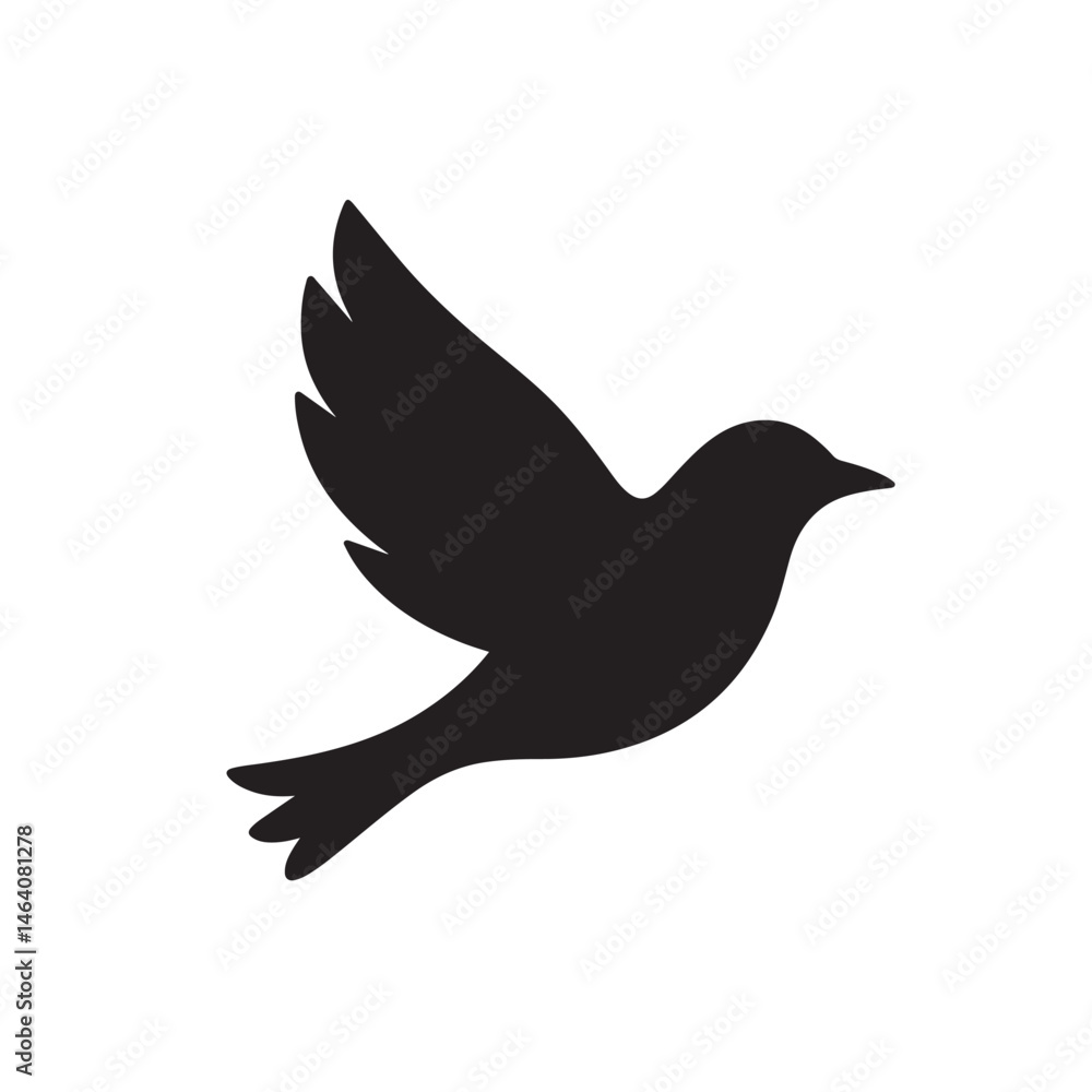 Flying Bird Silhouette, Smooth Minimal Animal Shape Vector Flying Bird Silhouette, Smooth Minimal Animal Shape Vector