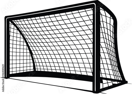 Soccer Goal net black  silhouette vector on white background