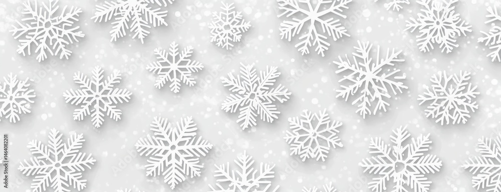 Elegant White Snowflakes Pattern On Light Gray Background Elegant White Snowflakes Pattern On Light Gray Background