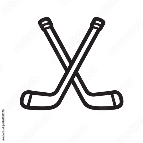 Pair of Ice Hockey Sticks Crossed Silhouette, Clean Bold Sports Icon Vector