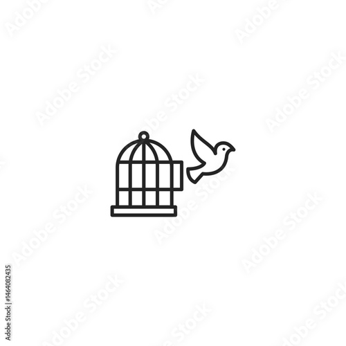 Outline Freedom Bird Icon Symbol of Refugee Liberation and Hope