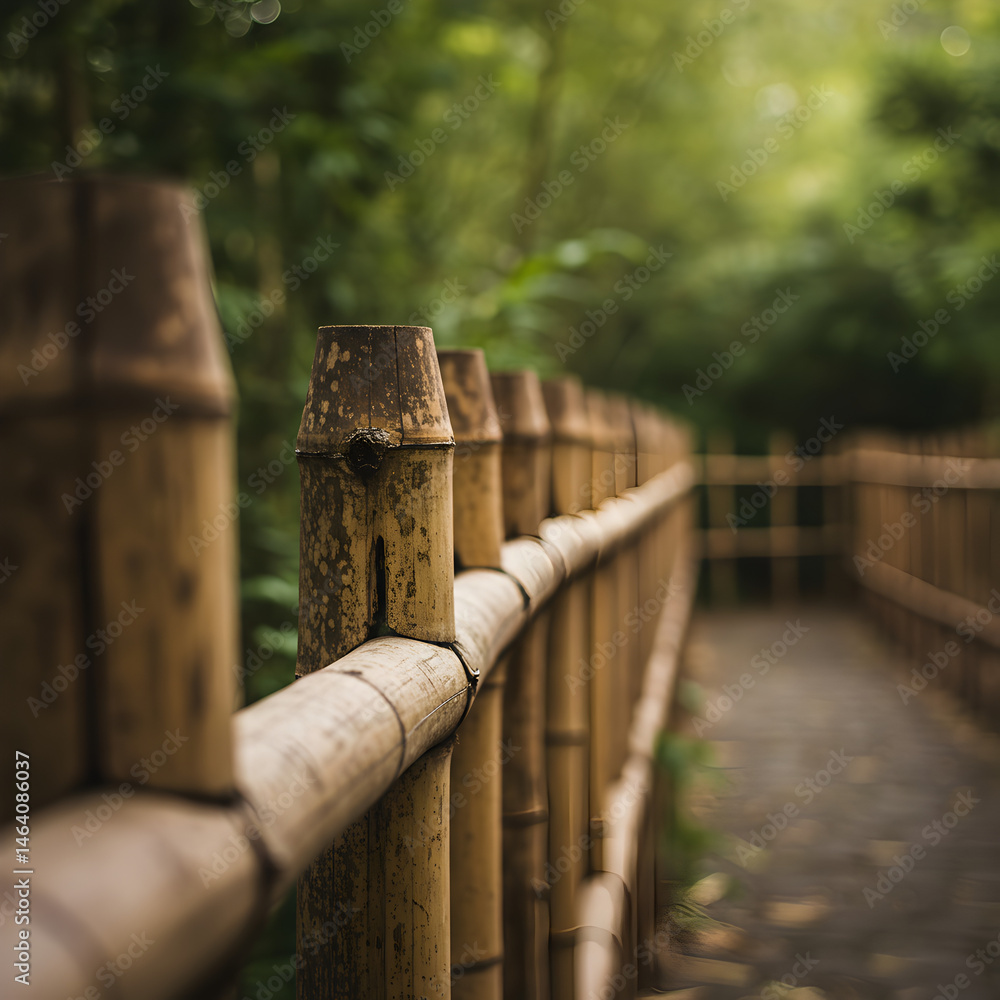 Scenic Bamboo Fence Pathway Through Forest As A Photo Background Scenic Bamboo Fence Pathway Through Forest As A Photo Background