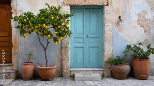 Fototapeta Naklejka Na Ścianę i Meble -  blue door in an old house in italy