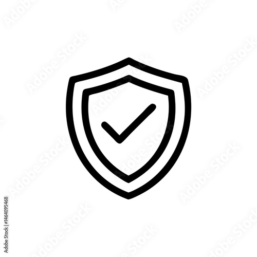 Shield check Icon with Check Mark on White Background  